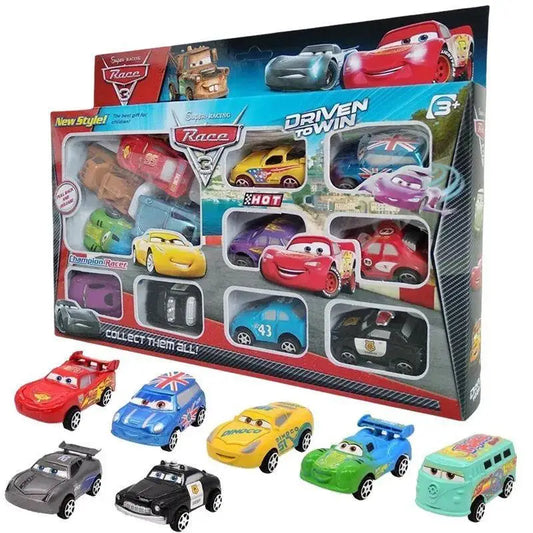 12pcs/Set Disney Pixar Cars Lightning Mcqueen Jackson Storm Mater Pvc Model Back-Force Car Toy For Kids Festival Gift Set