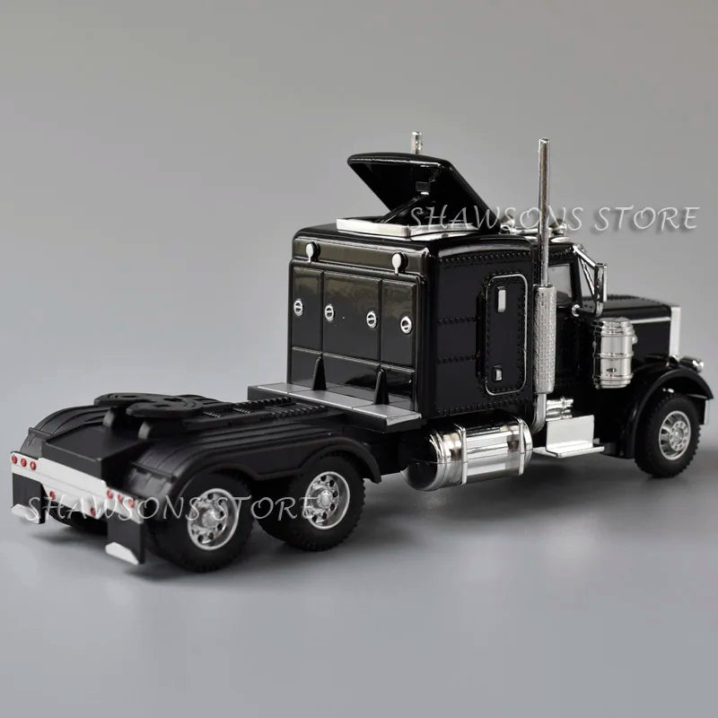 1:50 Diecast Model Semi Truck Toys Peterbilt 389 Tractor Vehicle Miniature Replica Pull Back Sound Light