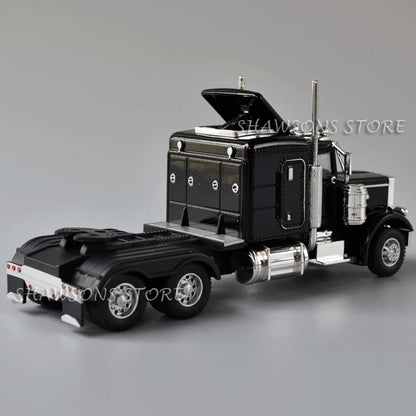 1:50 Diecast Model Semi Truck Toys Peterbilt 389 Tractor Vehicle Miniature Replica Pull Back Sound Light