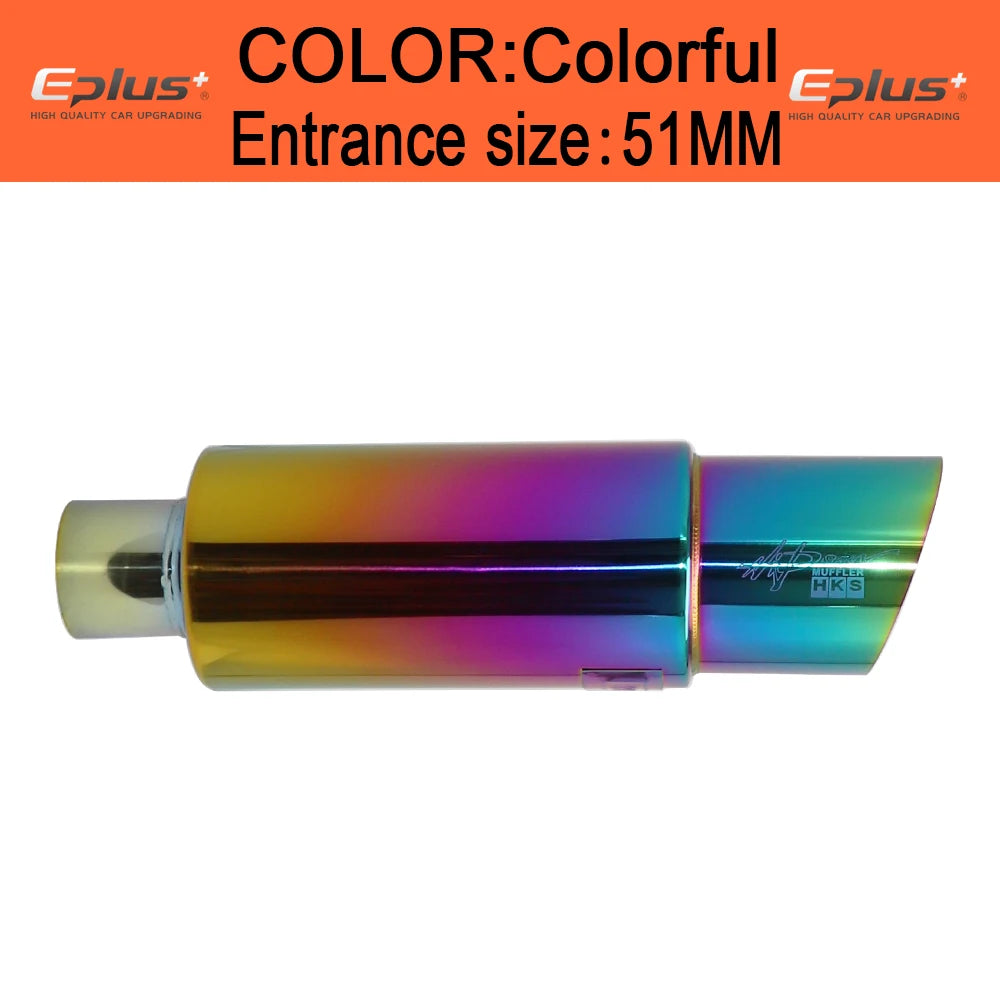 Stainless Steel Car Exhaust Pipe Straight drum Muffler Tail Pipe High Quality Universal O.D 51 57 63mm Outlet 89mm Length 370mm