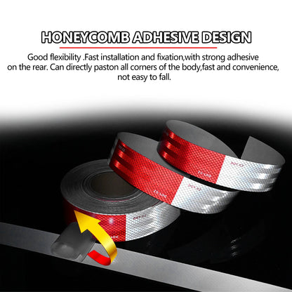 Reflective Safety Tape DOT-C2 PET Material Red & White Waterproof Sunscreen Strong Reflection Warning Tape for Safety