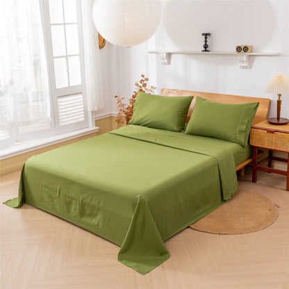 Solid Color Soft Brushed Bed Set Fitted Sheet Flat Sheet Pillowcase Bedding Set Bed Sheet Twin Full Queen CA King 3/4 Pieces