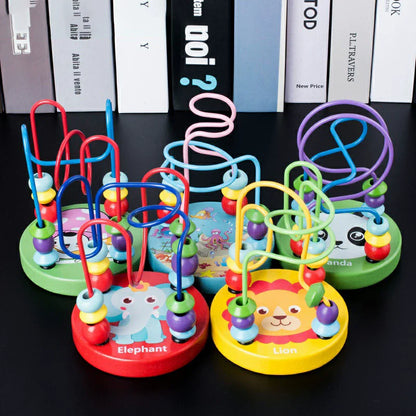 Montessori Wooden Kids Toys Wooden Circles Bead Wire Maze Roller Coaster Toys Educational Toys Wood Puzzles Maze For Children