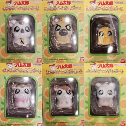 Bandai Genuine Hamtaro Hamster Collection Ornaments Anime Figure Model Kawaii Doll 6pcs Desktop Decoration Collection Toys Gifts