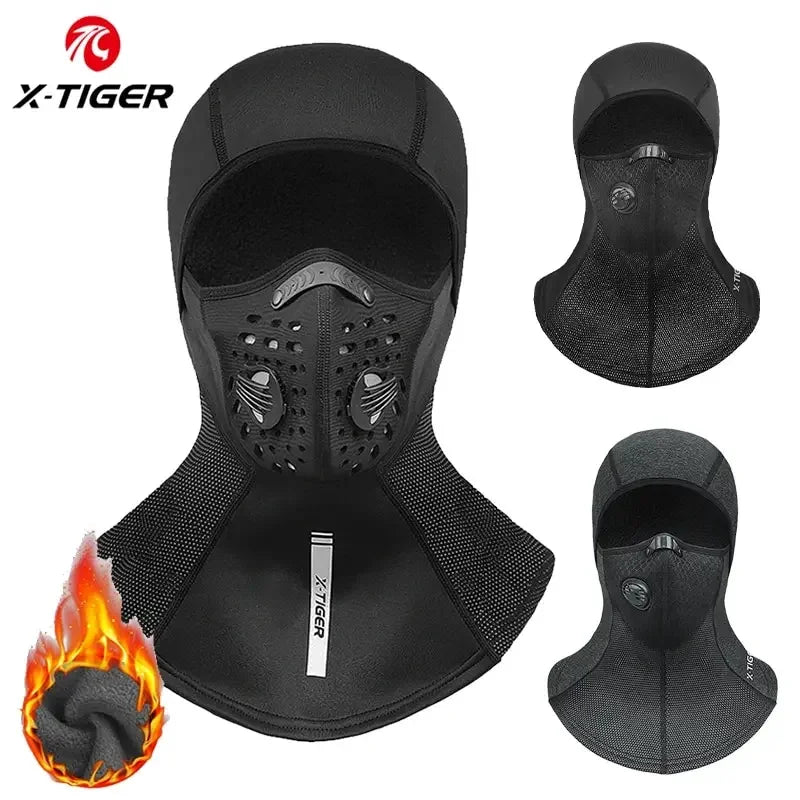 X-TIGER Winter Motorcycle Balaclava Mask Windproof Warm Cycling Scarf Mask with Filter Mask Full Face Ski MBT Cycling Headwear