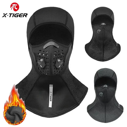 X-TIGER Winter Motorcycle Balaclava Mask Windproof Warm Cycling Scarf Mask with Filter Mask Full Face Ski MBT Cycling Headwear