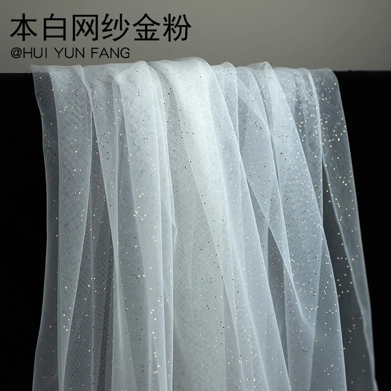 Gold Tulle material black encryption soft Tulle spray silver glitter Tulle wedding dress home decoration fabric