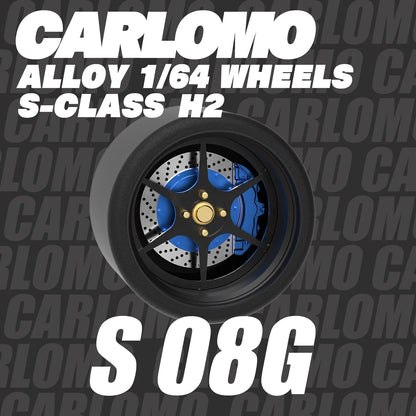 Carlomo S-Class Brand New 1/64 Alloy Wheels Rubber Tires with Brake Disc Assembly Rims for Model Diecast Car for model cars