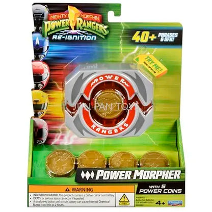 Original Mighty Morphin Power Rangers Re-Ignition Power Morpher with 5 Power Coins Kids Roleplay Boy Toys Lights Over 40+ Sounds