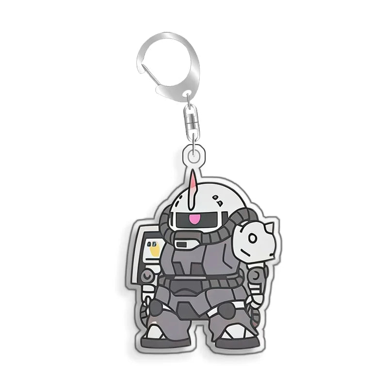 Keychain for Gundam MS-06S Zaku Ll White Cabin Backpack Pendant Anime Game Fans Gift Recycled Acrylic Decoration Rare Card Toy