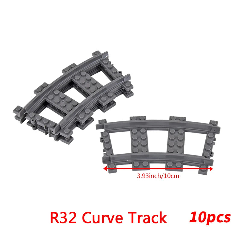 MOC City Bricks Train Flexible Construction Parts Railway Curve Track Building Blocks Model Accessories Compatible with 53401