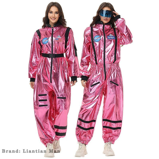 Halloween costume pink glossy cos astronaut spacesuit jumpsuit trendy and personalized outfit essential