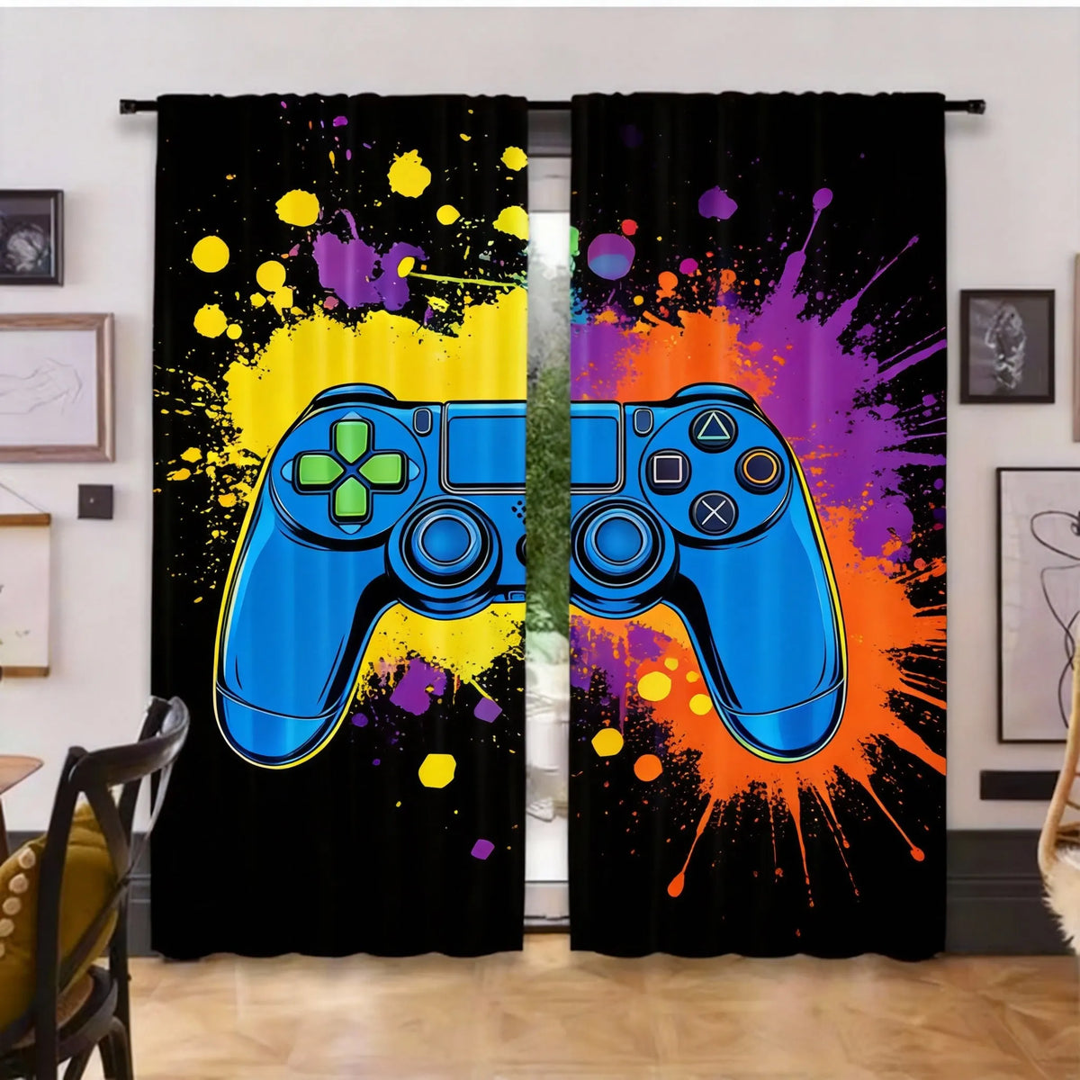 2Pcs Gamer Game Controller Blackout Curtains Bedroom Decor Playroom Living Room For Bedroom Living Room And Office Decor