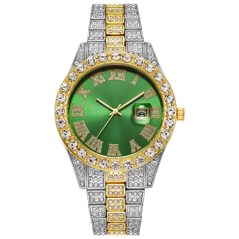 Hot Sale Diamond Watch for Men Luxury Iced Out Watches Calendar Quartz Wristwatches Male Clock Relogio Masculino Drop Shipping