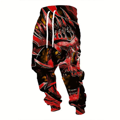 Winter New Thick Warm Pants Fashion 3D Geometric Pattern Printed Sweatpants Men Loose Casual Pocket Drawstring Sweatpants
