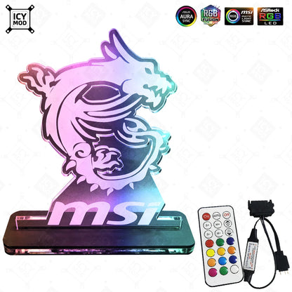 MSI Gaming Figure A-RGB Rainbow LED Acrylic Lighting Panel 5V3Pin Mystic Lighting PC Water Cooling MOD Belief Dragon Decoration