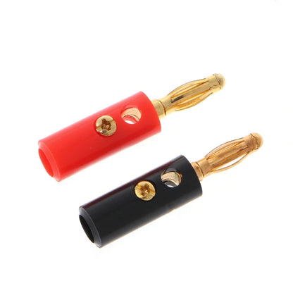 10 Pcs 4mm Gold Plated O Speaker Wire Cable Screw Banana Plug Connector Adap