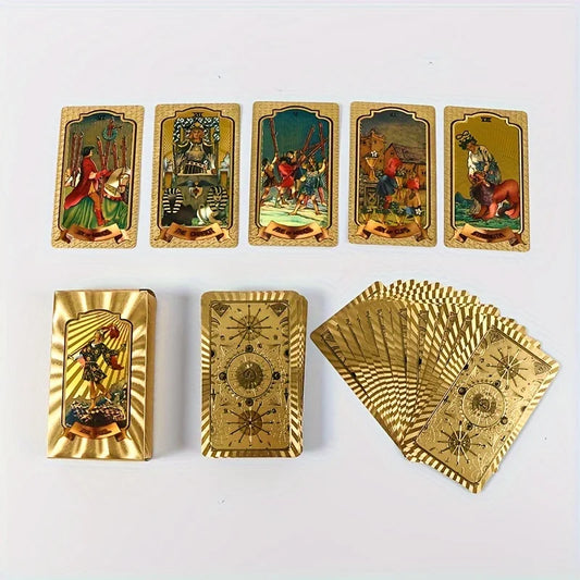 [Golden Foil Tarot Cards] 1Pc Golden Foil Tarot Cards - Hot Stamping Color Printing Waterproof Plastic Table Game Leisure Party