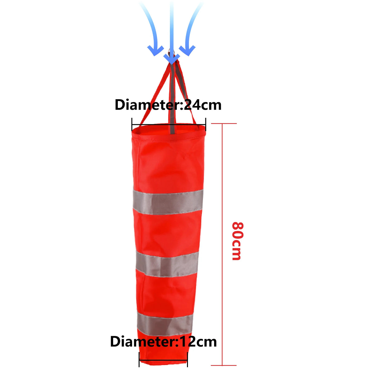 60/80/100cm Reflective Windsock Outdoor Rip-stop Wind Measurement Weather Vane Refective Windsock Weathervane Waterproof 1Pc