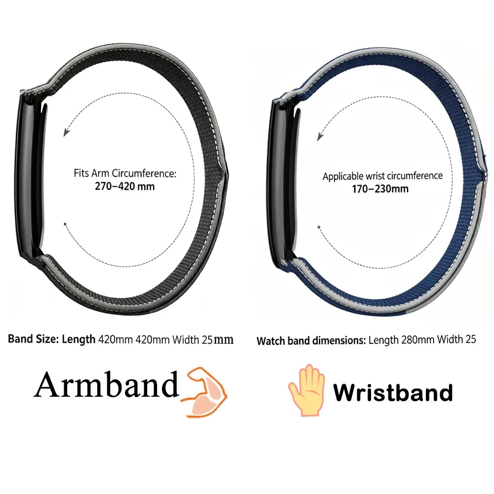 Adjustable Upper Arm Bicep & Wrist Strap for Garmin CIRQA Premium Custom Nylon Loop Soft Replacement Smart Sport Band Accessory