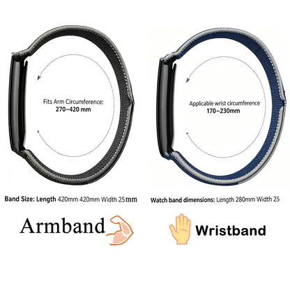 Adjustable Upper Arm Bicep & Wrist Strap for Garmin CIRQA Premium Custom Nylon Loop Soft Replacement Smart Sport Band Accessory