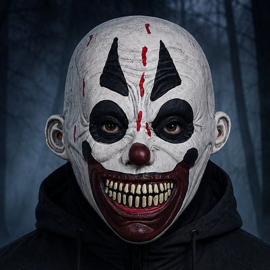 Horror Bloody Clown Latex Full Head Mask, Scary Evil Joker Mask for Halloween Cosplay Party Costume Prop, Realistic Creepy Face