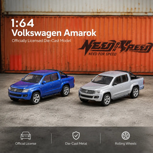 1/64 Volkswagen Amarok Pickup Truck Miniature Model CCA Alloy Metal Toy Car Vehicle Free Wheels Collection Gift For Boyfriend