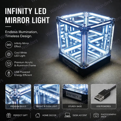 Hypercube LED Box Geek DIY Wireless Table Light Figure Display Case Infinity Mirror 4D Box Abyss Tunnel Ornament