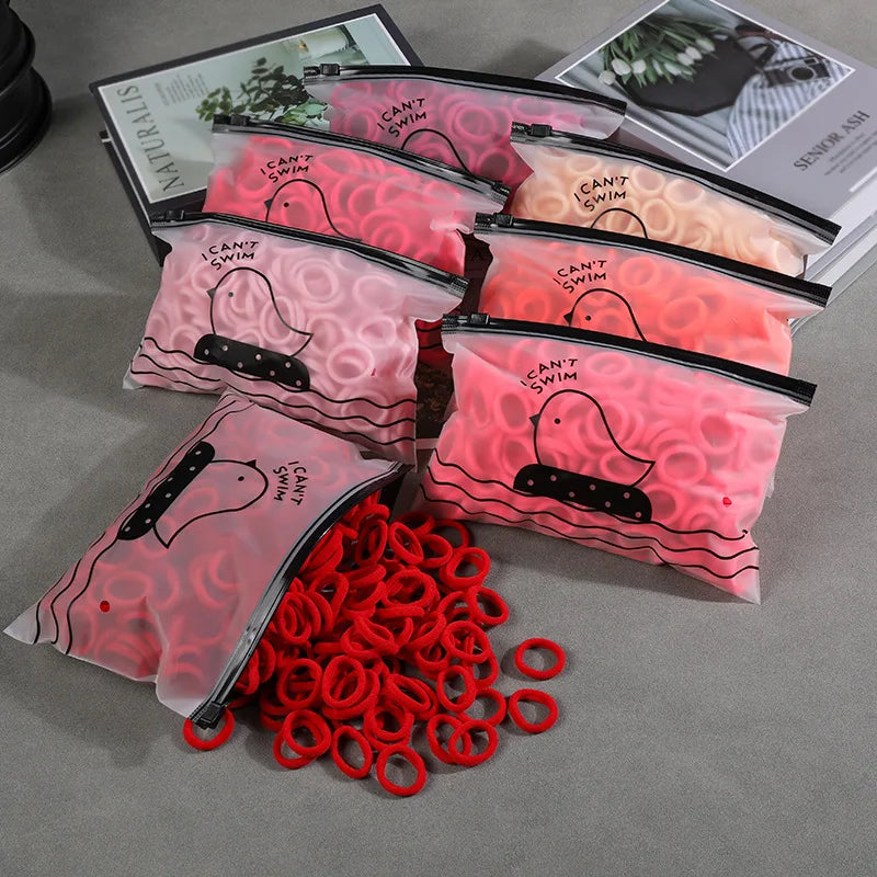 200Pcs Children's Hair Band Headgear Baby Rubber Band Women's Tie Head Girls' Headband High Elasticity Rope Hair Accessories