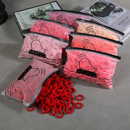 200Pcs Children's Hair Band Headgear Baby Rubber Band Women's Tie Head Girls' Headband High Elasticity Rope Hair Accessories
