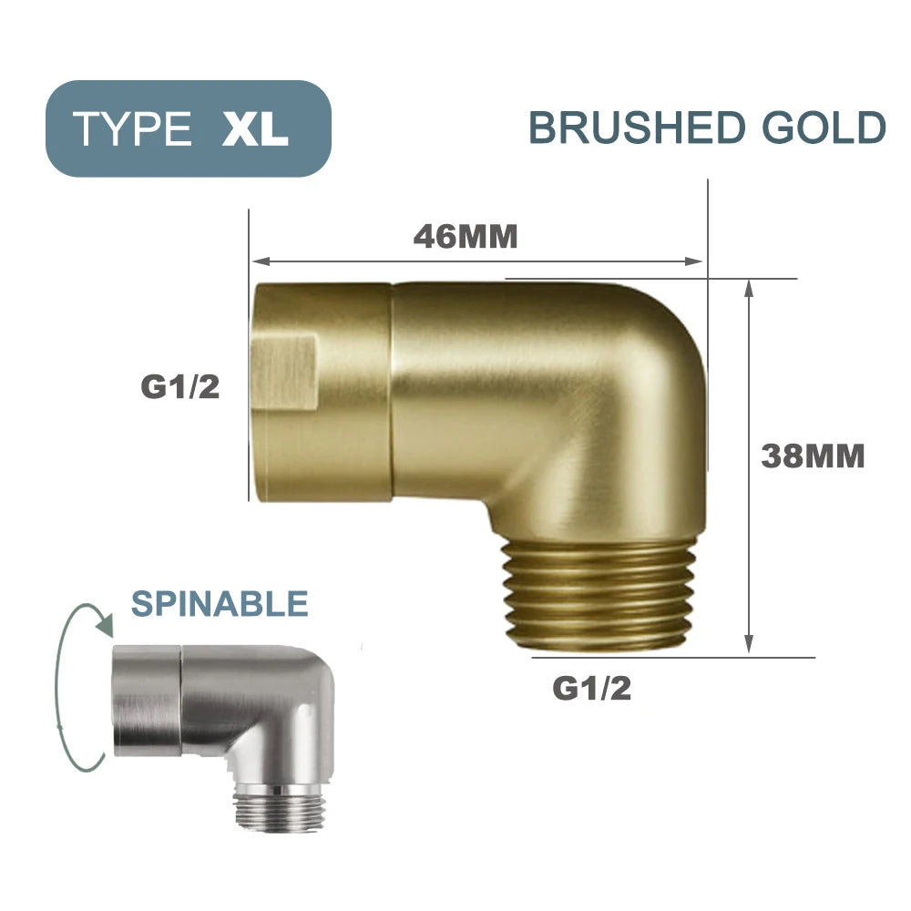 G1/2 Elbow Adapter Shower Head Female and Male Thread Rainfall Shower Handheld Shower Connector Angle 90° 135° Accessory