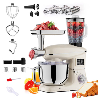 Tand Mixer with LCD Display, 1900W Professional Dough Kneader with 6-Speed & Pulse, Full Set Attachments & Stainless Steel Bowl,