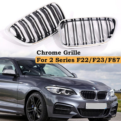 Chrome Silver Frame Grill M Color Double Slat Kidney Grille For BMW 2 Series F22 F23 M2 F87 218i  220i 228i 230i M235i M240i