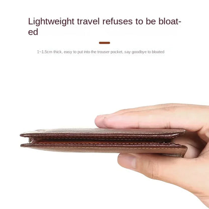 Genuine Leather Men's Wallets RFID Blocking Trifold Business Short Purse Wallet for Men with ID Window and Credit Card Holder