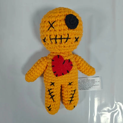 Crocheted Voodoo Doll Handmade Cute Red Heart Yarn Dolls Keychain Halloween Decoration Creative Gift For Party Home Decor