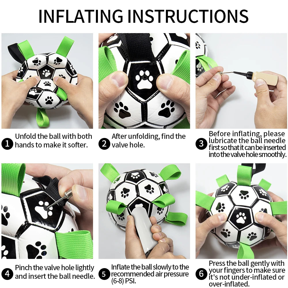 Dog Soccer Ball with Straps, Interactive Fetch & Tug Toy for Medium Dogs, Outdoor Herding & Water Toy