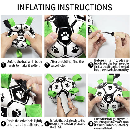 Dog Soccer Ball with Straps, Interactive Fetch & Tug Toy for Medium Dogs, Outdoor Herding & Water Toy
