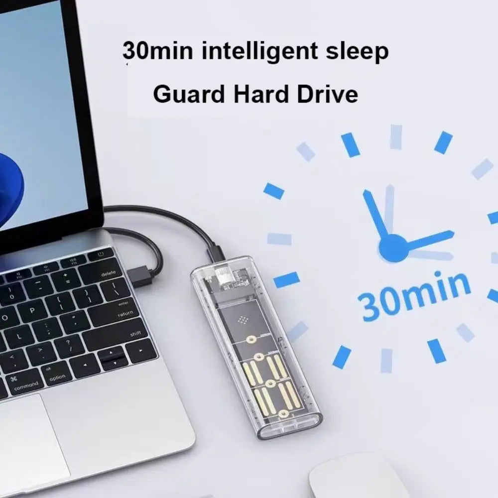 M.2 NVME PCIe NGFF SATA Dual Protocol SSD Case Clear USB Type C 10Gbps PCI-E M2 SSD Transparent External Enclosure Hard Disk Box
