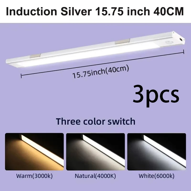Motion Sensor Cabinet Lights Dimmable LED Night Light Wireless USB Rechargeable Led Tube Light for Wardrobe 3Colors Night Lamp