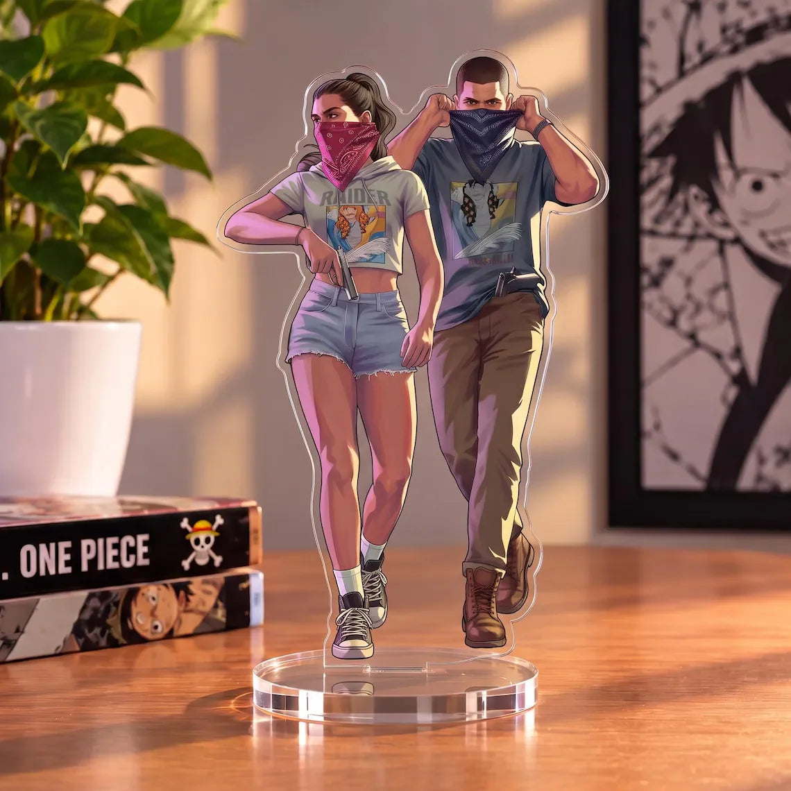 GTA 6 Lucia And Jason Dolls Acrylic Plaque VI Desktop Gaming Ornament Gamer Gifts Game Equipment Accessories