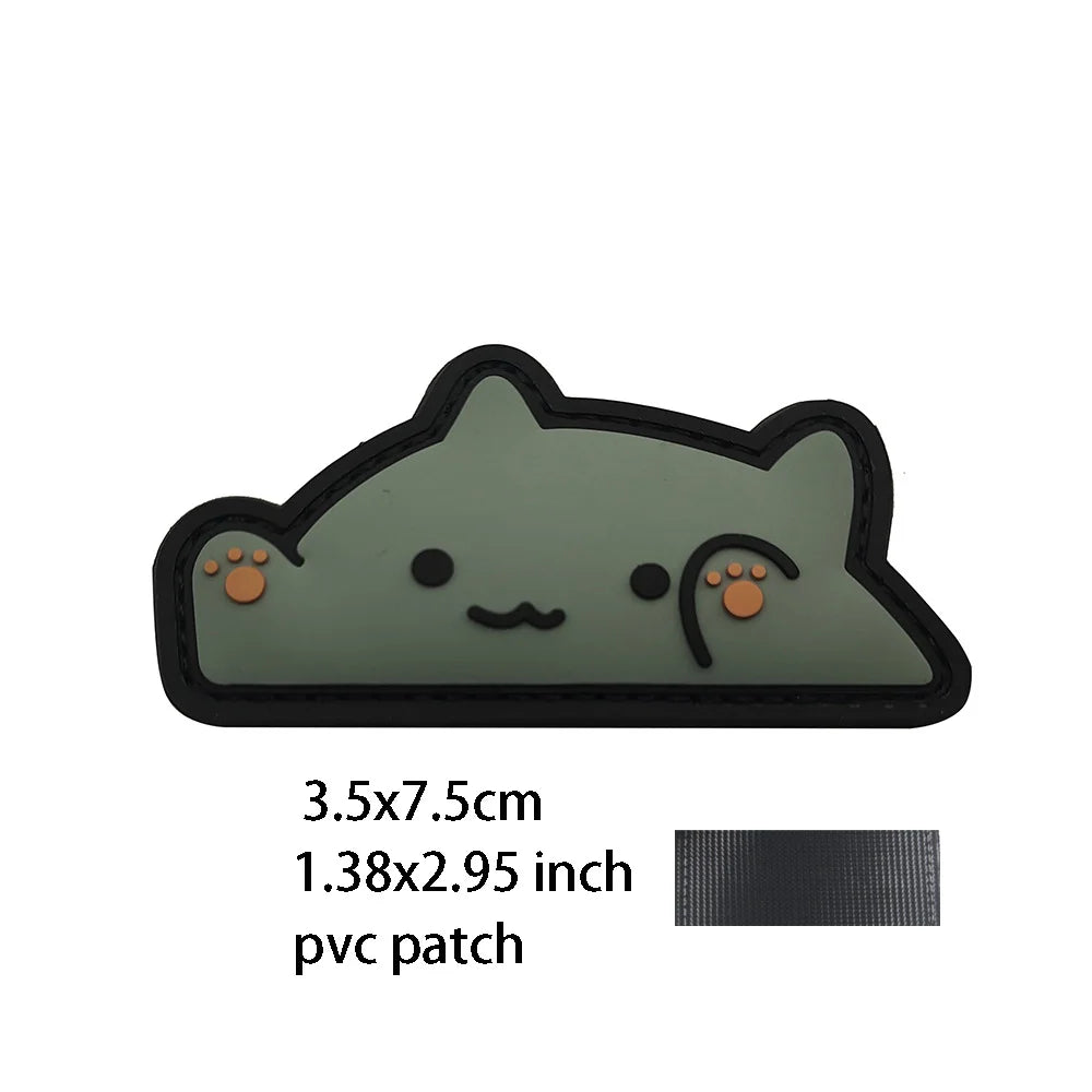New Outdoor Bag Accessories: Satirical Cat Badge Graffiti Cat 3D PVC Magic DIY Bag Stickers Backpack Hook and Loop Patch