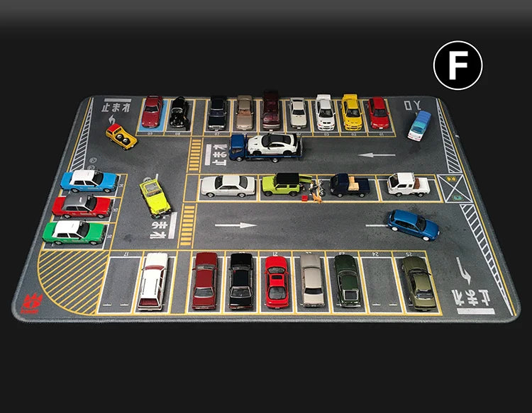80CM 1:64 Scale Model Car Scene Mat Large Parking Lot Mat for Diecast Vehicle Scene Display Toy Mouse Pad Scene Show Toy