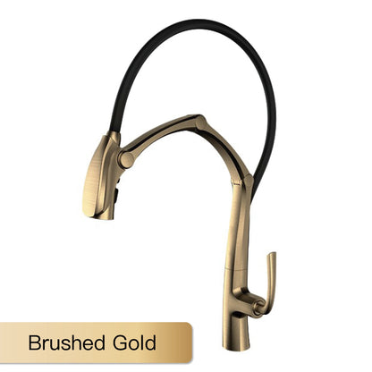 AITANA Gun Grey Luxury Brass LED Display Kitchen Faucet，Touchless Sensor，Pull-Out 3-Function Spray Water-Saving SinK Mixer
