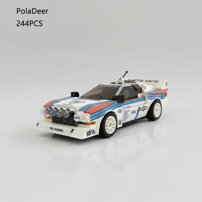 Poladeer 244PCS DIY MOC-Lancia 037 Martini Rally Car Building Blocks DecompressionSmall Particles Toy Assembly Puzzle Model Gift