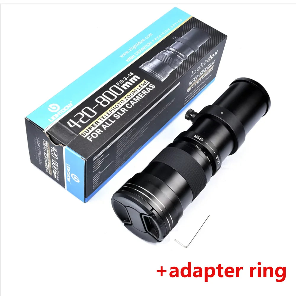 Lightdow  420-800mm f/8.3-16 for Sony Canon Nikon Pentax Olympus Cameras Super HD Manual Telephoto Zoom Lens +Adapter High-Power