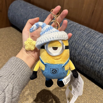 Genuine Cute Little Yellow Minion Bob Backpack Pendant Cartoon Plush Doll Keychain Bag Doll Decoration Birthday Gift