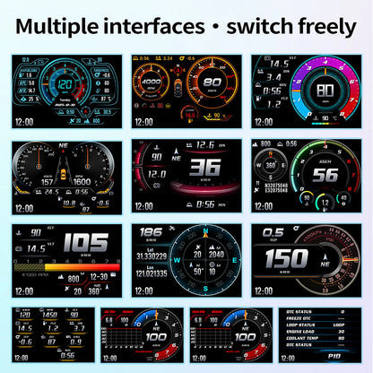 Gesture Switching Interface Intelligent Driving Computer Car HUD Head Up Display GPS+OBD Dual System LCD Screen Car Display