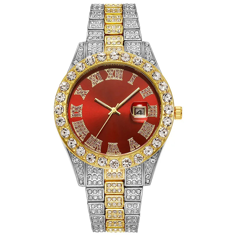 Hot Sale Diamond Watch for Men Luxury Iced Out Watches Calendar Quartz Wristwatches Male Clock Relogio Masculino Drop Shipping