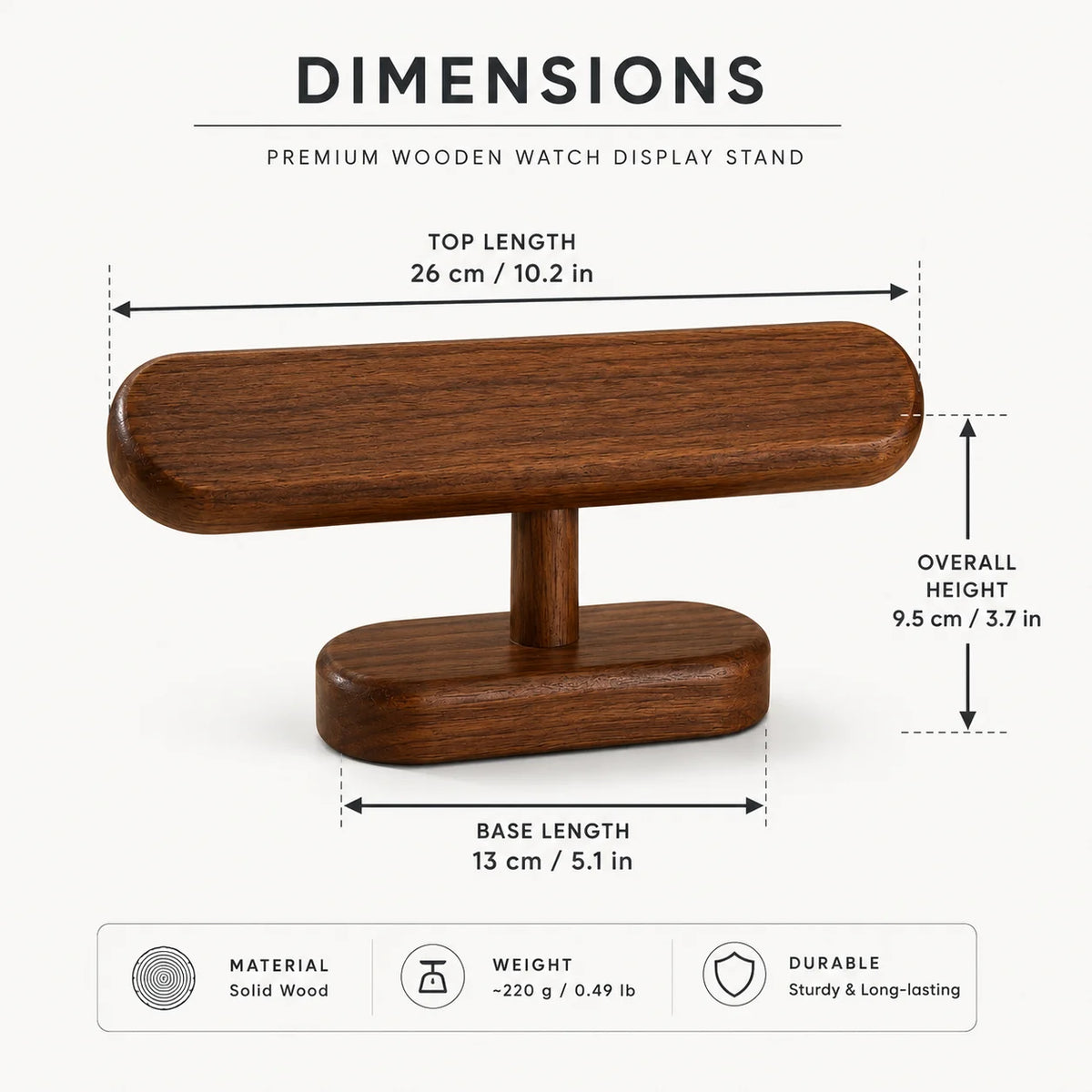 QA Premium Wooden Watch Display Stand Organizer, Solid Wood Wristwatch Holder Rack for Men and Women, Jewelry Storage Showcase