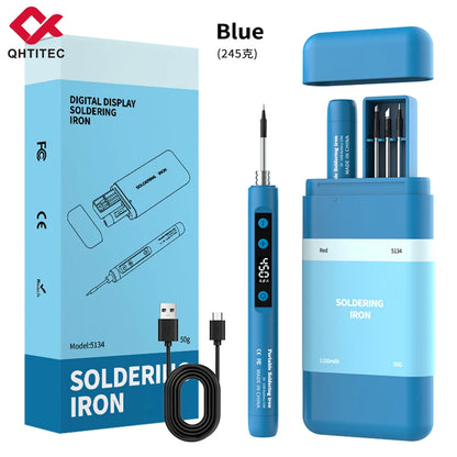 JCD Wireless Soldering Iron Portable 180-450 °C Adjustable Temperature built-in battery with 3Tip Soldering Tool Kit USB-5134